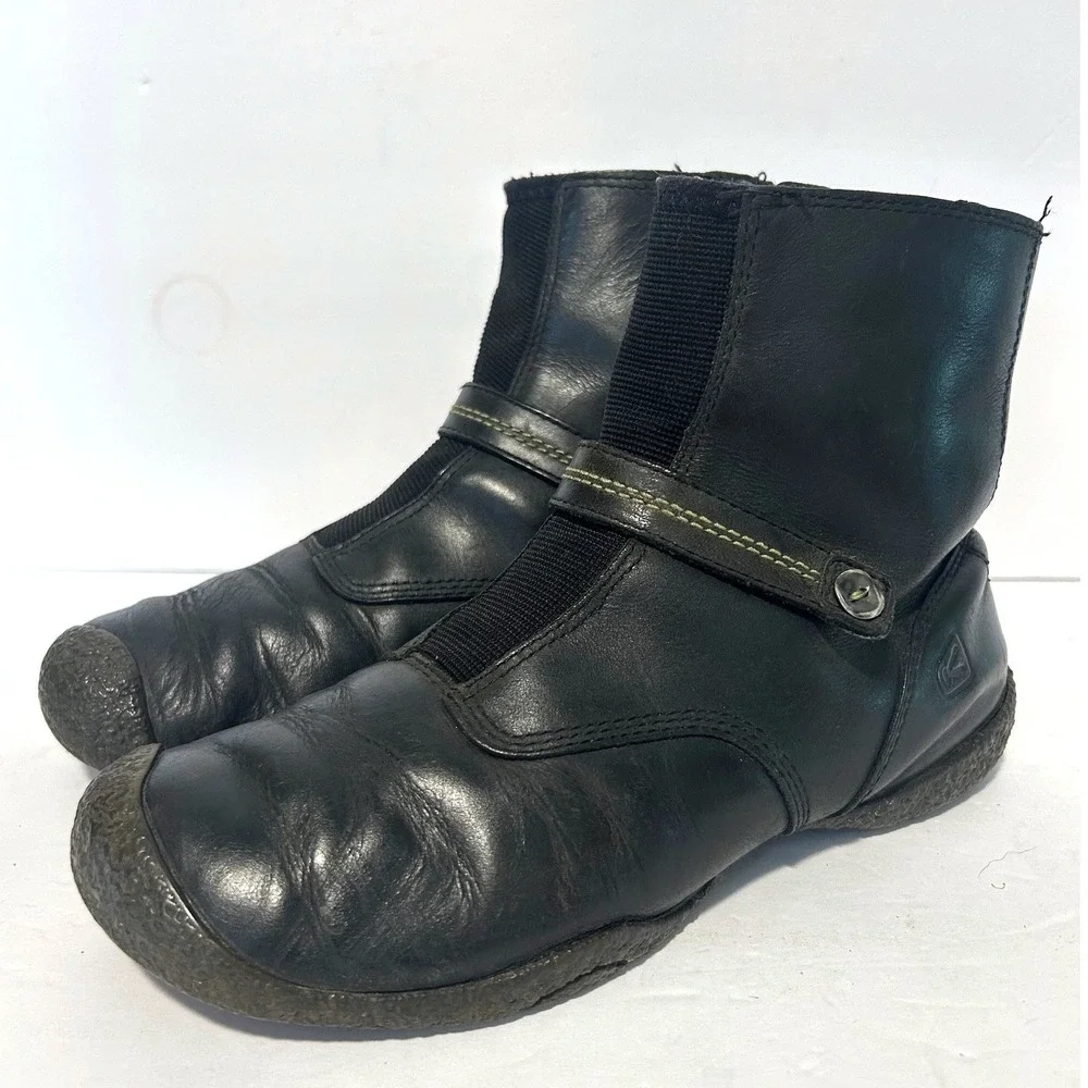 Keen Leather Ankle Boots Womens 7 Black Zip Up Moto Gorpcore Utility Outdoor